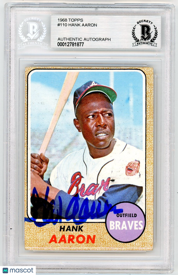 1968 Topps Hank Aaron #110 BVG Authentic BAS Auto A