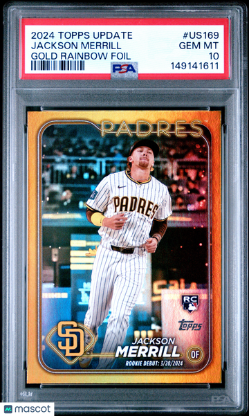 2024 Topps Update Jackson Merrill Gold Rainbow Foil #US169 PSA 10