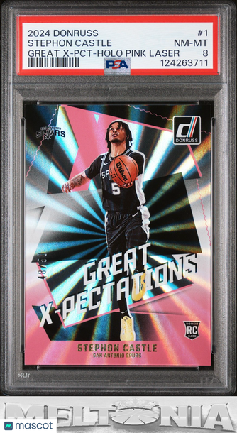 2024-25 Donruss Stephon Castle #1 Great X-Pectations Holo Pink Laser RC PSA 8