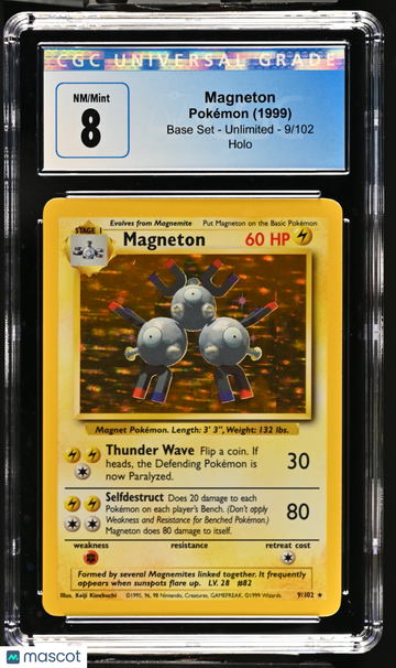 1999 Pokémon Base Set Magneton Holo CGC 8 #9/102