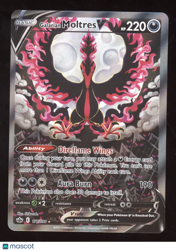 2021 SWSH Chilling Reign Galarian Moltres V Rare Ultra #177/198