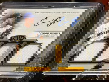 2024 TOPPS TIER ONE CORBIN BURNES AUTO TRIPLE RELIC /49 (1:1,140 Packs) Orioles