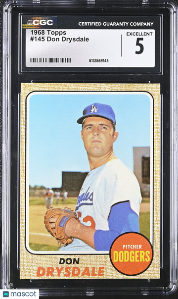 1968 Topps Don Drysdale #145 CGC 5