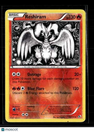 2013 Legendary Treasures Reshiram Holo Rare #28/113