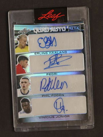 2022 Leaf Metal Quad Auto Erling Haaland Pedri Phil Foden Vinicius Jr #QA-04 /5