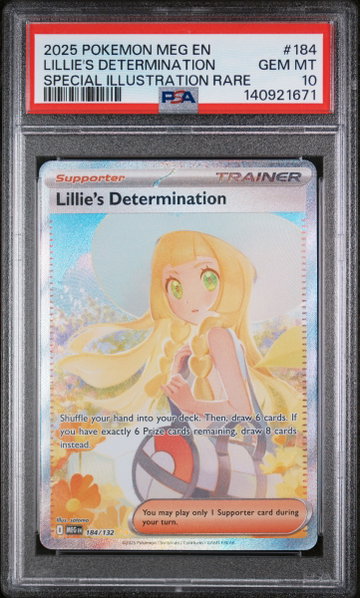 2025 POKEMON MEGA EVOLUTION MEG EN LILLIE'S DETERMINATION #184 SIR PSA 10