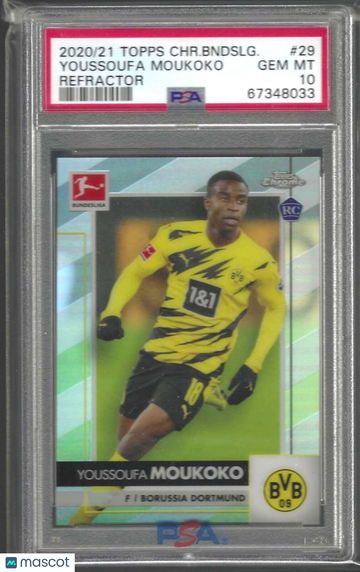 2020 Topps Chrome Bundesliga Youssoufa Moukoko #29 Refractor PSA 10