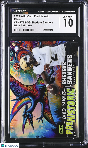 2024 Wild Card Pre-Historic Shedeur Sanders #PHPTE2-SS Blue Rainbow /15 Ptero CGC 10
