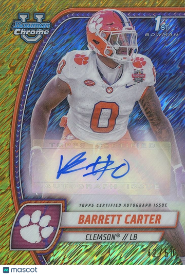 Barrett Carter 2024 Bowman Rookie Chrome Topps Clemson Tigers
