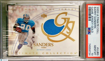#1/25 POP 2 PSA 10 Barry Sanders 2003 UD Ultimate Collection GU JSY Patch Gold