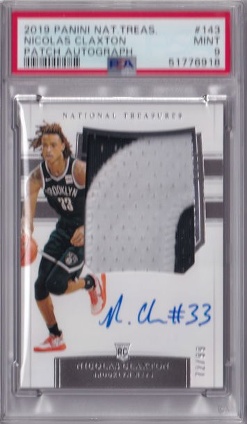Nicolas Claxton 2019-20 National Treasures ROOKIE PATCH AUTOGRAPH #72/99 - PSA 9