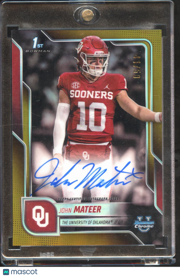 2025 Topps Bowman University Chrome Football John Mateer #BCA-JM Gold Refractor 1st Bowman