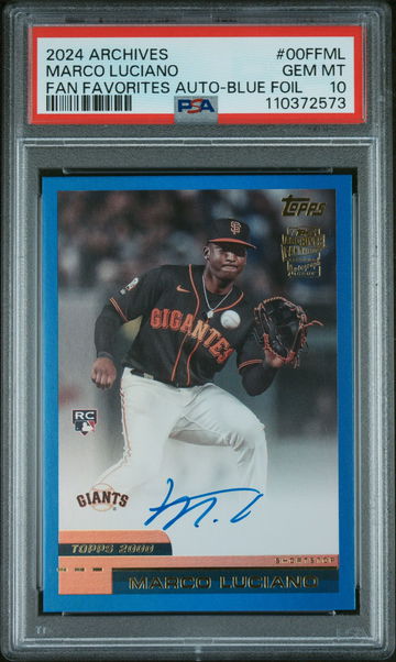 2024 Topps Archives Fan Favorites Marco Luciano #00FF-ML RC Auto /25 PSA 10