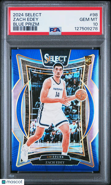 2024 Panini Select Zach Edey #98 Blue Prizm PSA 10