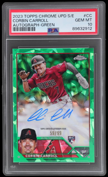 2023 Topps Chrome Update Sapphire Corbin Carroll Autograph Green PSA 10 RC
