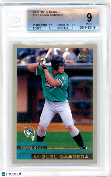 2000 Topps Traded Miguel Cabrera #T40 Rookie BGS 9