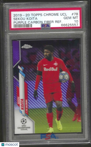 2019 Topps Chrome UEFA Champions League Sekou Koita #78 Purple Carbon Fiber Refractor PSA 9