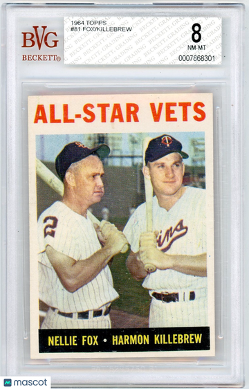 1964 Topps Harmon Killebrew Nellie Fox All-Star Vets #81 /Nellie BVG 8