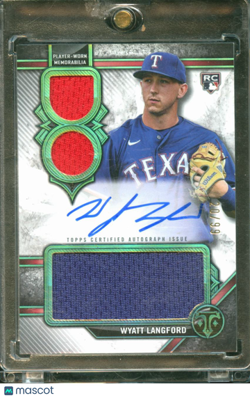 2024 Topps Triple Threads Wyatt Langford #RAR-WLA Green Player-Worn Memorabilia Triple Relic RC
