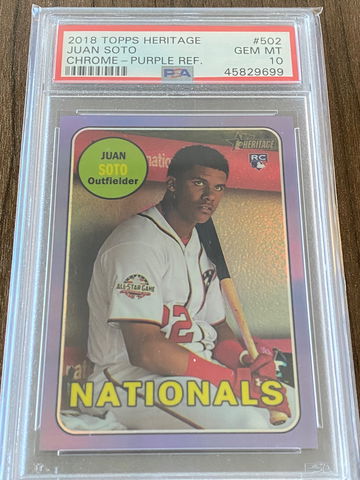 2018 Topps Heritage Chrome Juan Soto Purple Refractor PSA 10