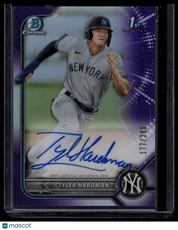 2022 Bowman Tyler Hardman #CPA-TH Chrome Prospects Autographs Purple Refractors SN AU