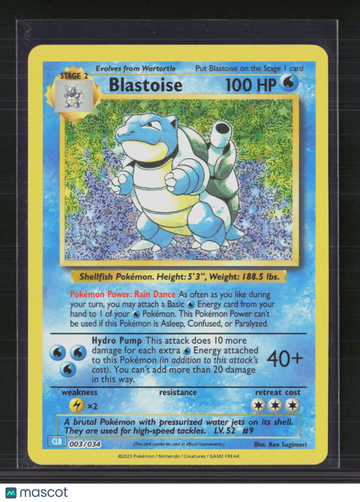 2023 Pokemon Classic Collection Blastoise Holo Trading Card #3/34 Lightly Played
