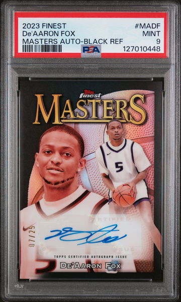2023 Topps Finest Masters Autographs Black Refractor De'Aaron Fox #MADF /25 PSA 9