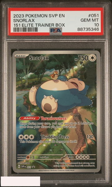 2023 POKEMON SVP EN BLACK STAR PROMO SNORLAX #051 151 ELITE TRAINER BOX PSA 10