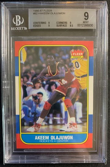 Hakeem Olajuwon 1986 Fleer Basketball ROOKIE RC #82 BGS 9