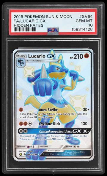 2019 Hidden Fates Lucario Gx English PSA 10