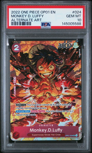 2022 One Piece Romance Dawn Alternate Art Monkey D. Luffy #OP01024 PSA 10
