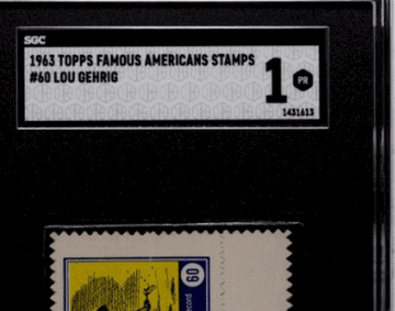 Graded 1963 Topps Famous Americans Stamps Lou Gehrig #60 SGC 1 New York Yankees