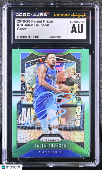 2019-20 Panini Prizm Jalen Brunson #78 Green CGC Authentic JSA Auto Authentic