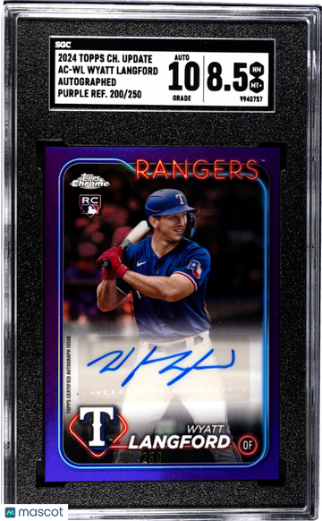 2024 Topps Chrome Update Wyatt Langford #AC-WL Autograph Purple Refractor SGC 8.5 Auto 10