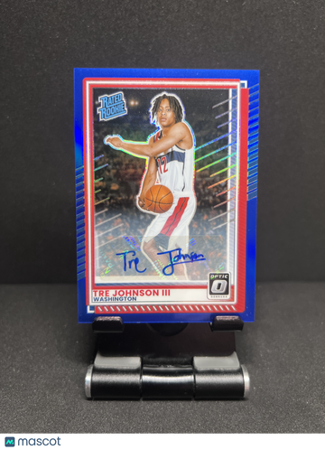 2025 DONRUSS TRE JOHNSON III OPTIC BLUE PRIZM RATED ROOKIE AUTO /49 RC