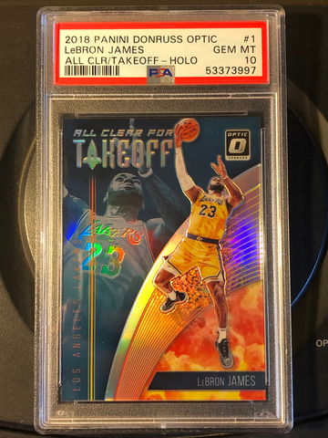 2018-19 Lebron James Panini Donruss Optic All Clear For Takeoff Holo PSA 10 Low Pop LA Lakers 