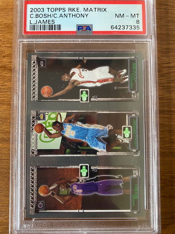 2003 TOPPS ROOKIE RC MATRIX LEBRON JAMES CARMELO ANTHONY CHRIS BOSH PSA 8 HEAT