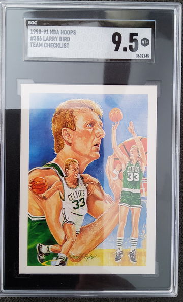1990-91 NBA Hoops Larry Bird Celtics Team Checklist 356 SGC9.5