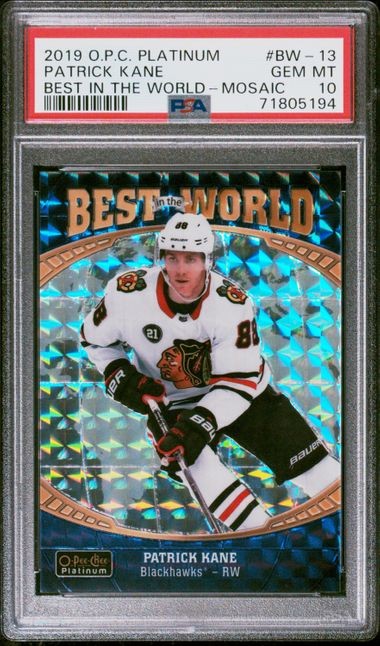 2019-20 OPC Platinum Best in the World Mosaic #BW-13 Patrick Kane PSA 10