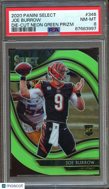 2020 Select Joe Burrow Neon Green Prizm Rookie PSA 8