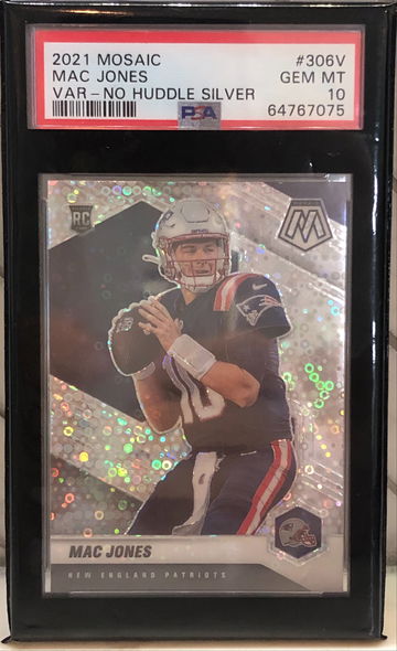 2021 Panini Mosaic #306V Mac Jones No Huddle Silver Variation RC Rookie PSA 10