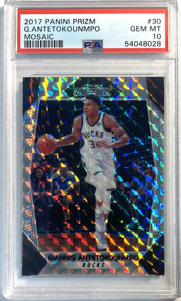 2017-18 Panini Prizm Basketball #30 Giannis Antetokounmpo Mosaic Prizm PSA 10