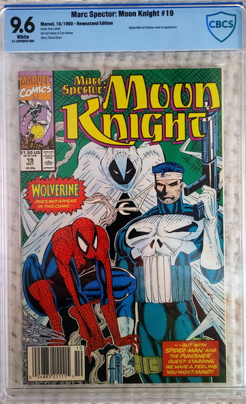 MARC SPECTOR: MOON KNIGHT #19 CBCS 9.6 SPIDER-MAN PUNISHER APPEARANCE RARE NEWSSTAND EDITION