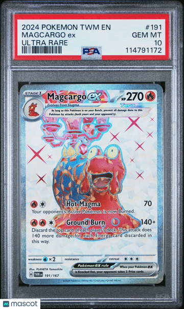 2024 Pokemon TWM EN-Twilight Masquerade Magcargo EX Ultra Rare PSA 10 #191