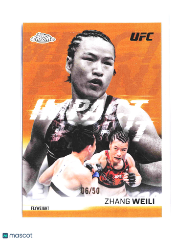 2026 Topps Chrome UFC Impact Point Zhang Weili #IP-18 Gold 06/50 Flyweight Trading Card