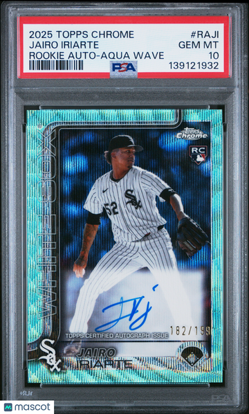 2025 Topps Chrome Rookie Autographs Jairo Iriarte #RAJI Aqua Wave /199 PSA 10