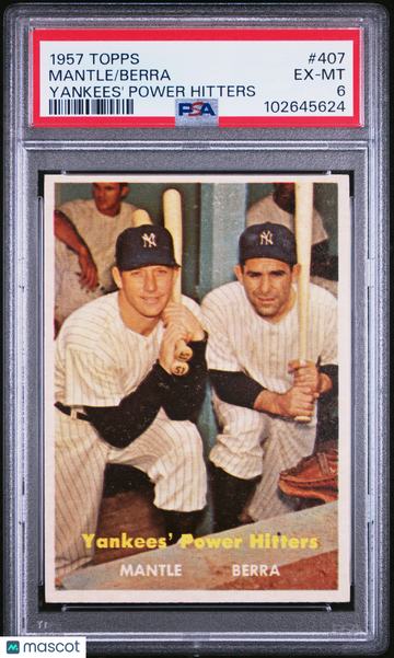 1957 Topps Berra Mantle #407 Yankees' Power Hitters PSA 6