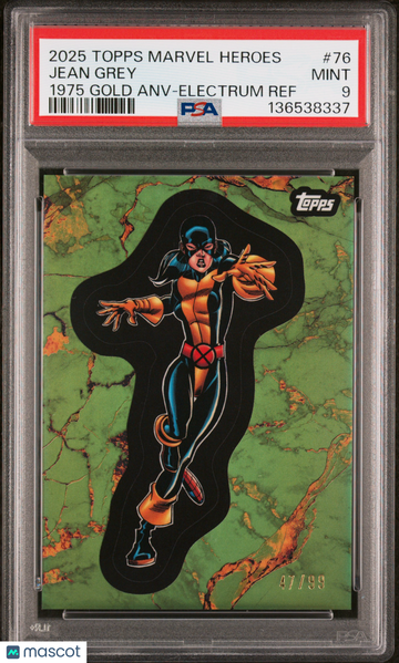 2025 Topps Marvel Comic Book Heroes 1975 Gold Anniversary Jean Grey #76 PSA 9