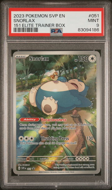 2023 Pokemon Black Star Promo 151 Elite Trainer Box Snorlax #051 PSA 9