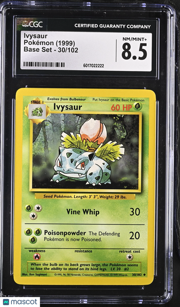 1999 Pokemon Base Set Ivysaur 30/102 CGC 8.5 #30/102